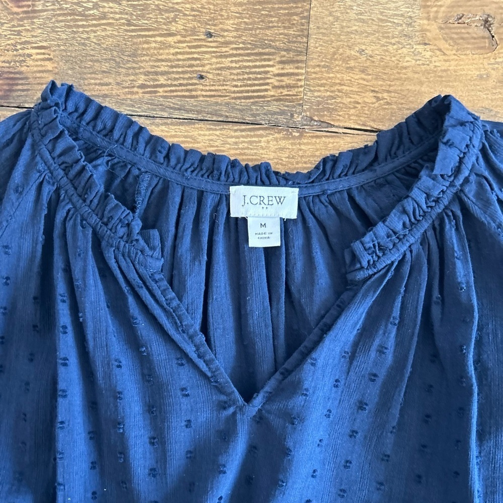J CREW Navy Clip-dot smocked-neck top - Picture 12 of 14
